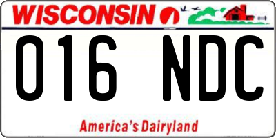 WI license plate 016NDC