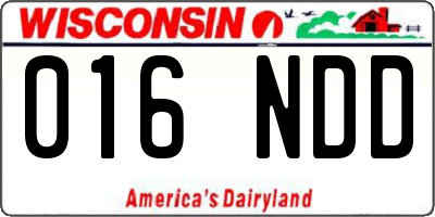 WI license plate 016NDD