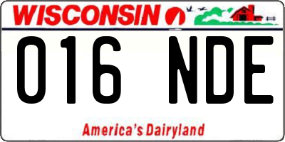 WI license plate 016NDE