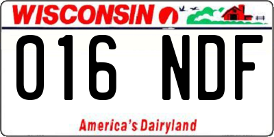 WI license plate 016NDF