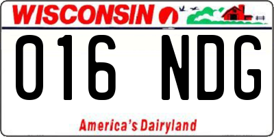 WI license plate 016NDG