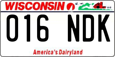 WI license plate 016NDK