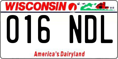 WI license plate 016NDL