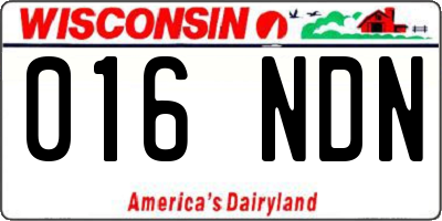 WI license plate 016NDN