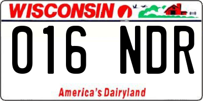WI license plate 016NDR