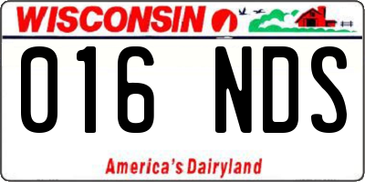 WI license plate 016NDS
