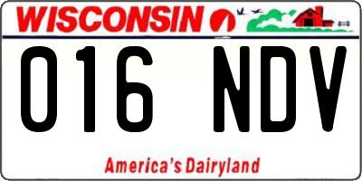 WI license plate 016NDV