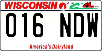 WI license plate 016NDW