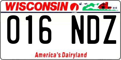 WI license plate 016NDZ