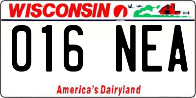 WI license plate 016NEA