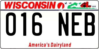 WI license plate 016NEB