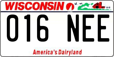 WI license plate 016NEE