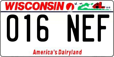 WI license plate 016NEF