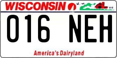 WI license plate 016NEH