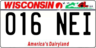 WI license plate 016NEI