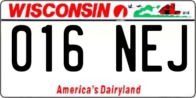 WI license plate 016NEJ
