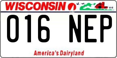 WI license plate 016NEP