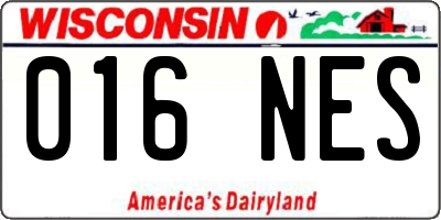 WI license plate 016NES