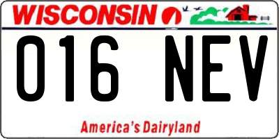 WI license plate 016NEV