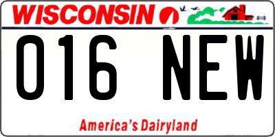 WI license plate 016NEW