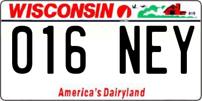 WI license plate 016NEY