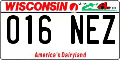 WI license plate 016NEZ