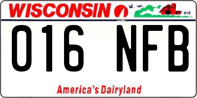 WI license plate 016NFB