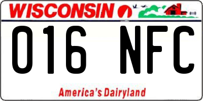 WI license plate 016NFC