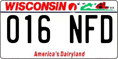 WI license plate 016NFD