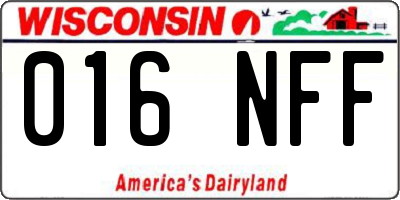 WI license plate 016NFF