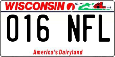 WI license plate 016NFL