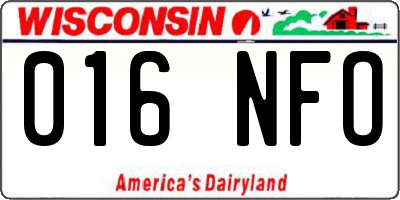 WI license plate 016NFO