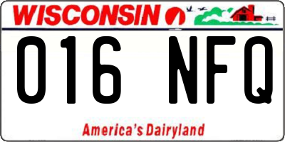 WI license plate 016NFQ