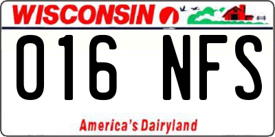 WI license plate 016NFS