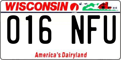 WI license plate 016NFU