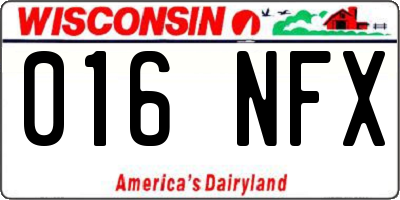 WI license plate 016NFX
