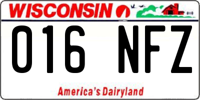 WI license plate 016NFZ