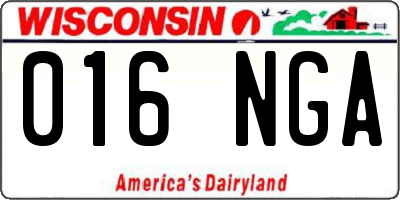 WI license plate 016NGA