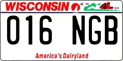 WI license plate 016NGB