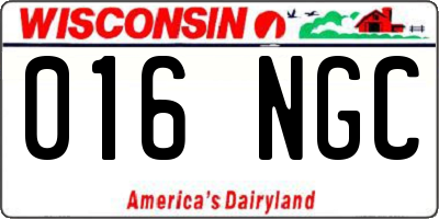 WI license plate 016NGC