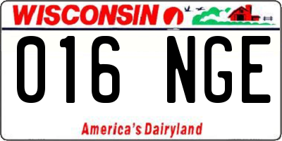 WI license plate 016NGE