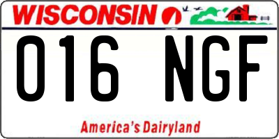 WI license plate 016NGF