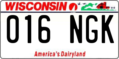 WI license plate 016NGK