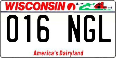 WI license plate 016NGL