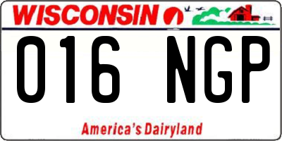WI license plate 016NGP