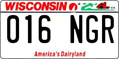 WI license plate 016NGR
