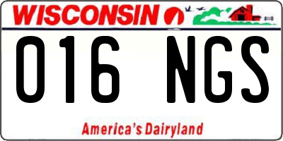 WI license plate 016NGS