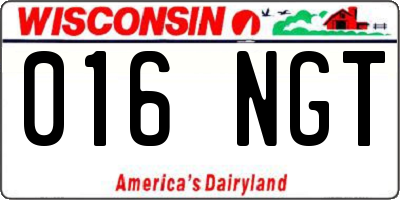 WI license plate 016NGT