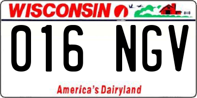 WI license plate 016NGV