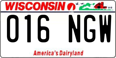 WI license plate 016NGW